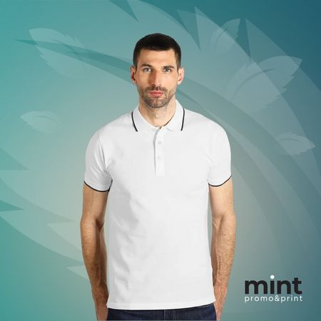 ATLANTIC bela polo majica sa minijaturnim crnim šarama