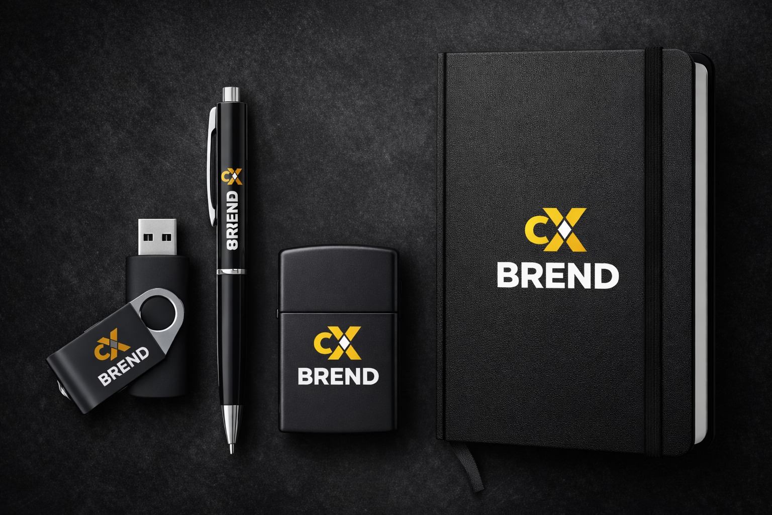 Brendirani poklon set sa notesom, olovkom, USB uređajem i dodatkom u usklađenom dizajnu