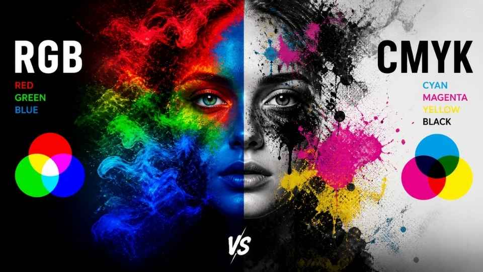 Poređenje RGB i CMYK sistema boja kroz digitalni i štampani prikaz lica