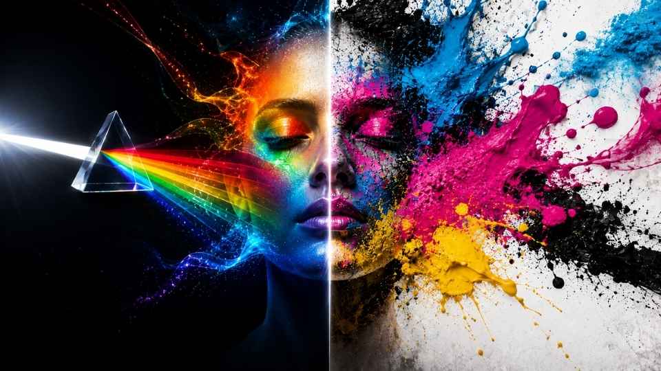 Poređenje RGB svetlosnog prikaza i CMYK pigmentnih boja kroz umetnički portret